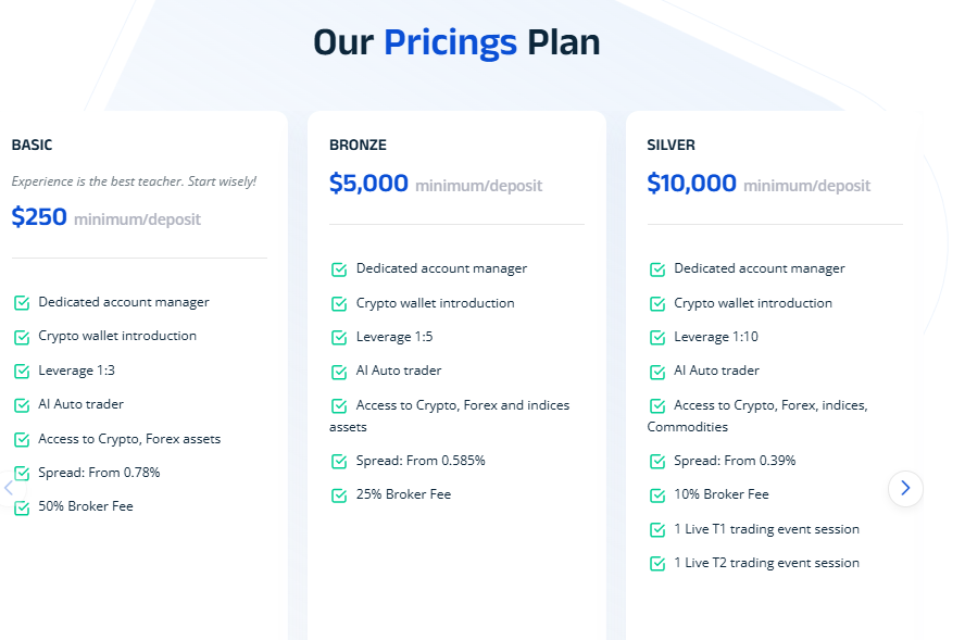 Multiple account types, but all feature high fees, opaque conditions, and unverifiable promises, making them extremely risky for traders.