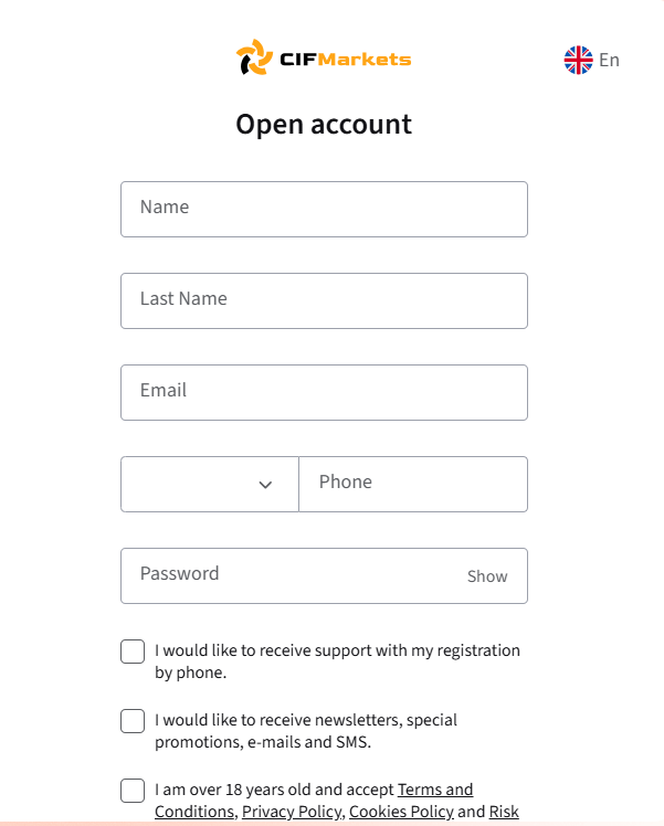A basic registration form requires personal and contact details, but access may be restricted.