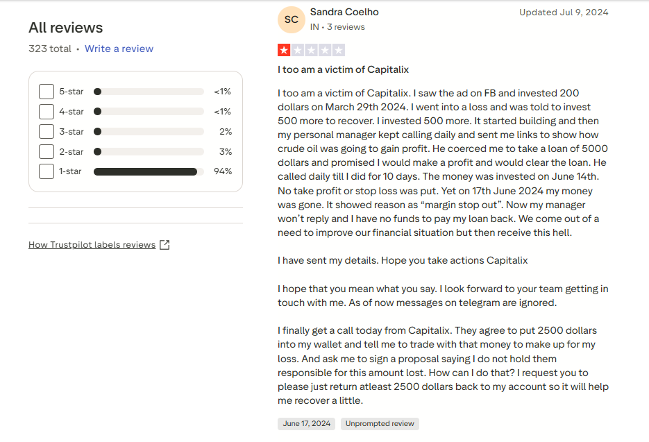 An example of a negative comment with details