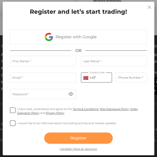 The account creation process is simple and straightforward