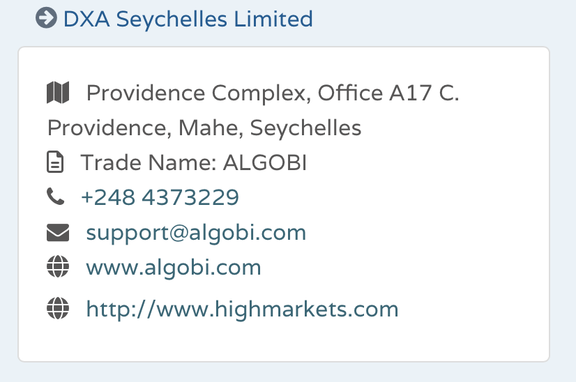 The intermediary holds an offshore license.
